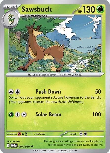 Sawsbuck - 007 (Reverse Holofoil) Near Mint_Reverse Holofoil