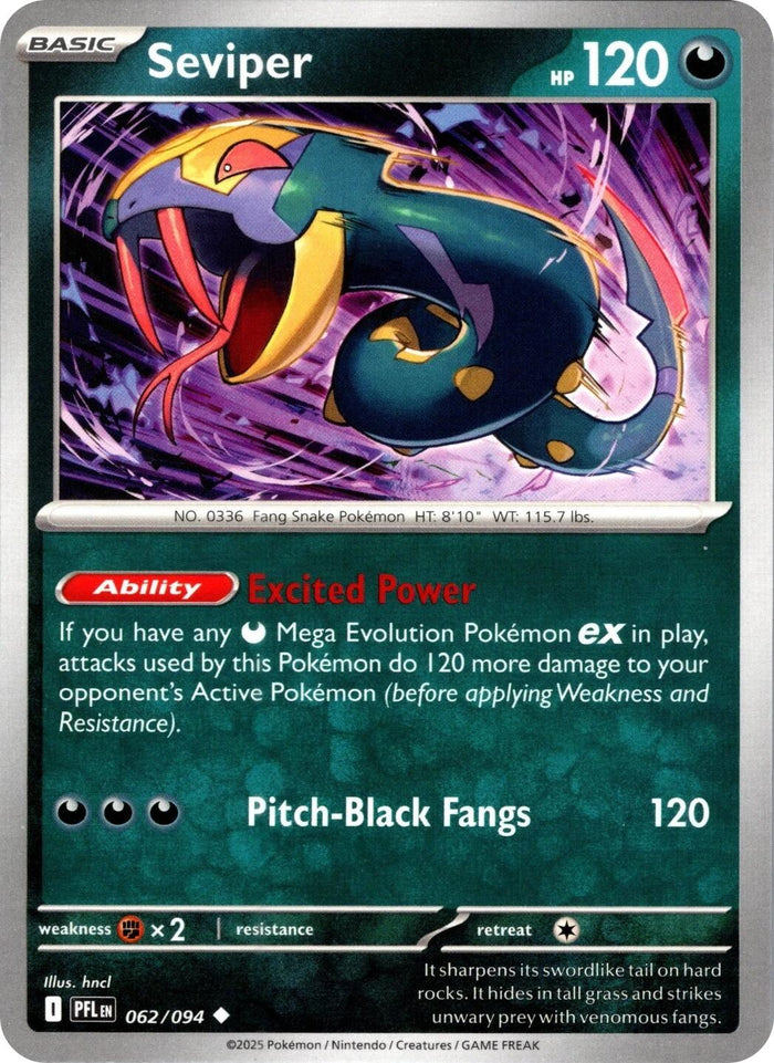 Seviper - 062/094 (Reverse Holo) - Phantasmal Flames Pokémon card